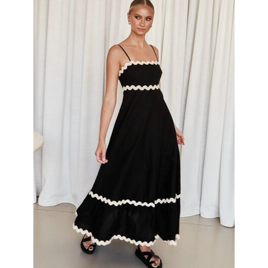 Spaghetti Strap Maxi Dress Black / S Clothing