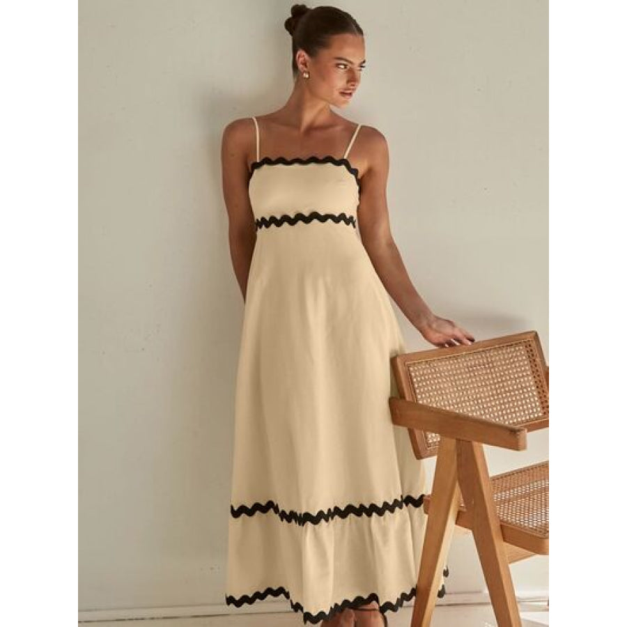 Spaghetti Strap Maxi Dress Pastel Yellow / S Clothing