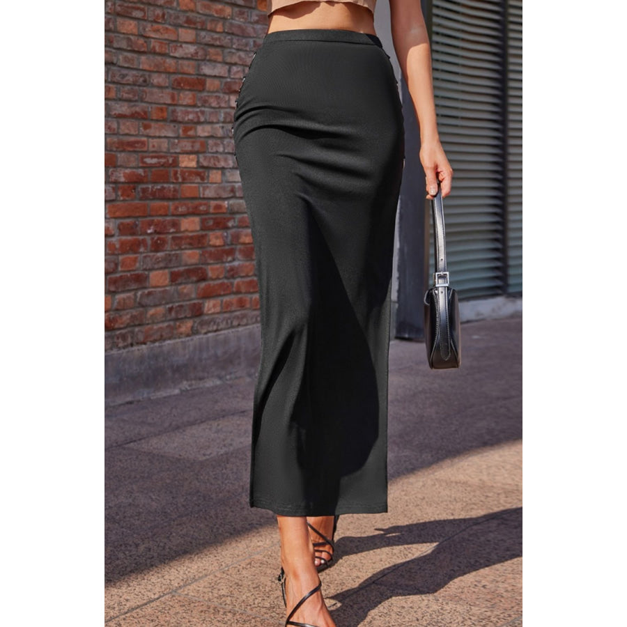 Split High Waist Skirt Black / S Apparel and Accessories