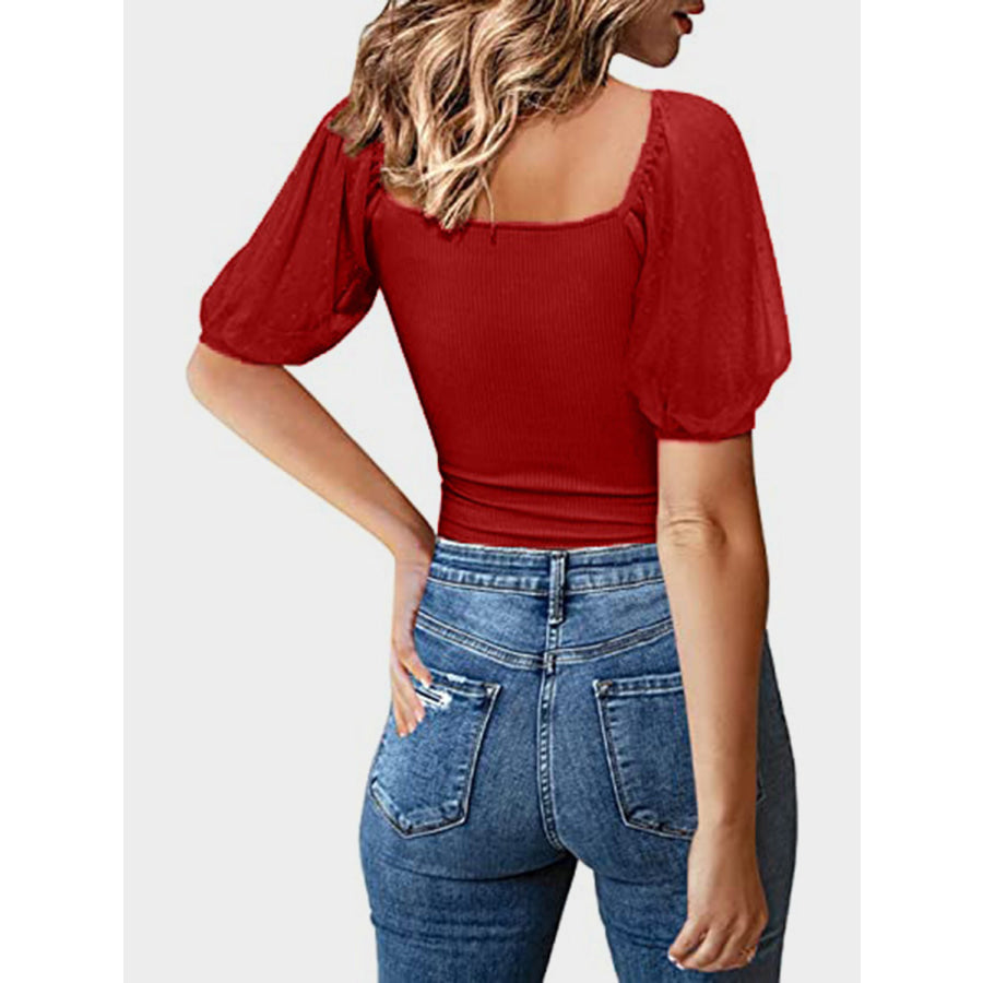 Square Neck Short Sleeve T-Shirt Apparel and Accessories