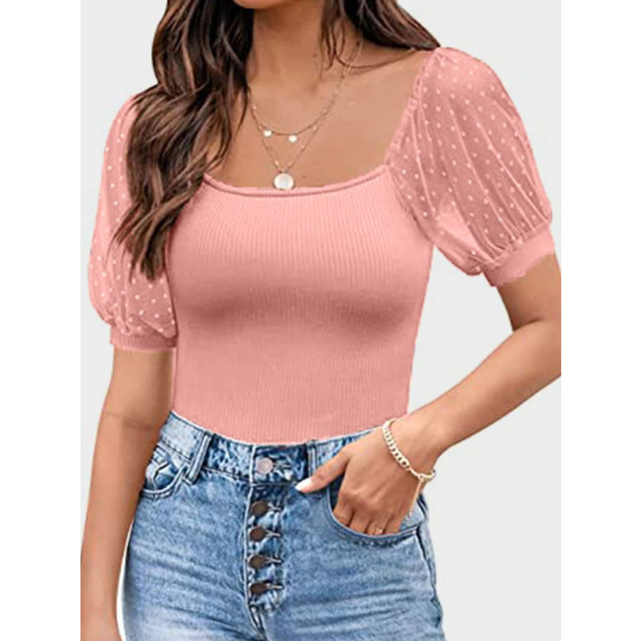 Square Neck Short Sleeve T-Shirt Apparel and Accessories