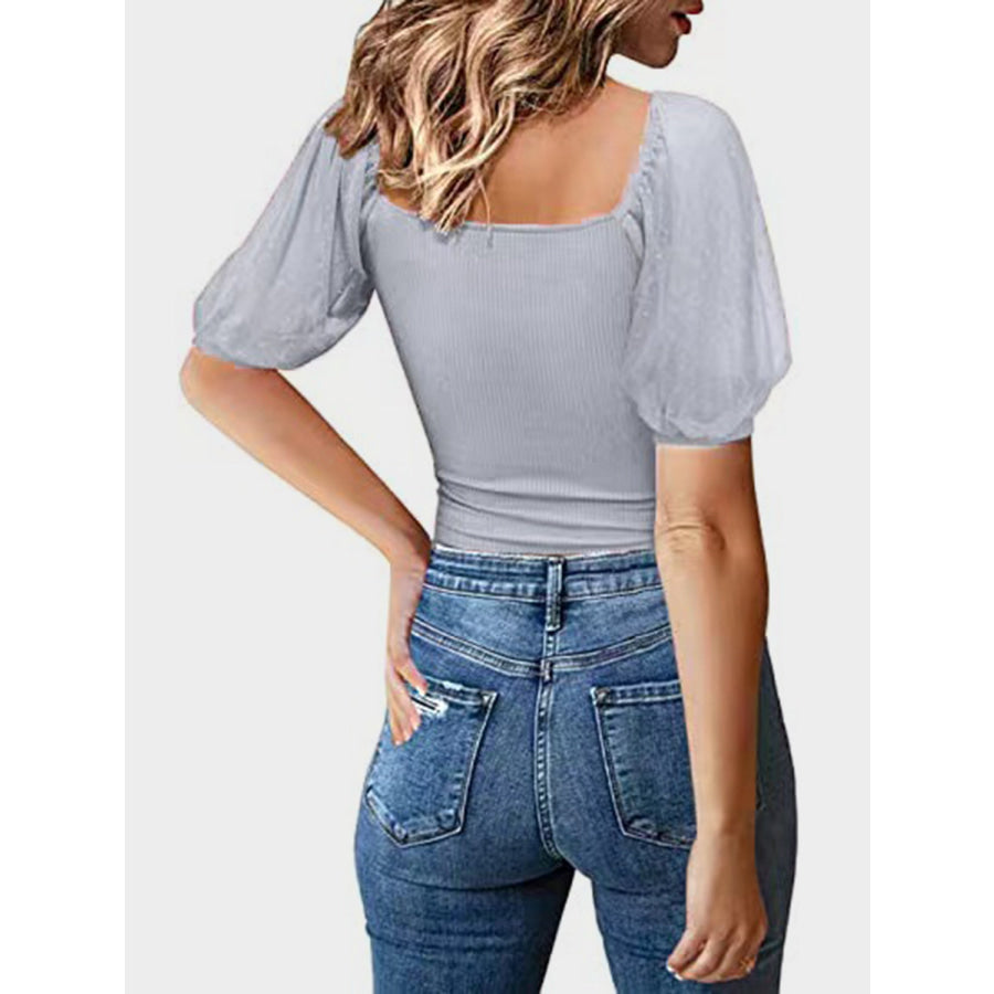 Square Neck Short Sleeve T-Shirt Apparel and Accessories