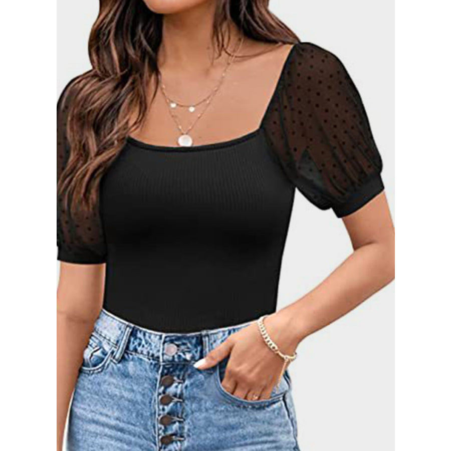 Square Neck Short Sleeve T-Shirt Apparel and Accessories