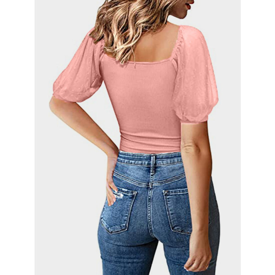 Square Neck Short Sleeve T-Shirt Apparel and Accessories