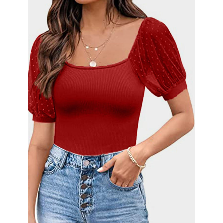 Square Neck Short Sleeve T-Shirt Apparel and Accessories