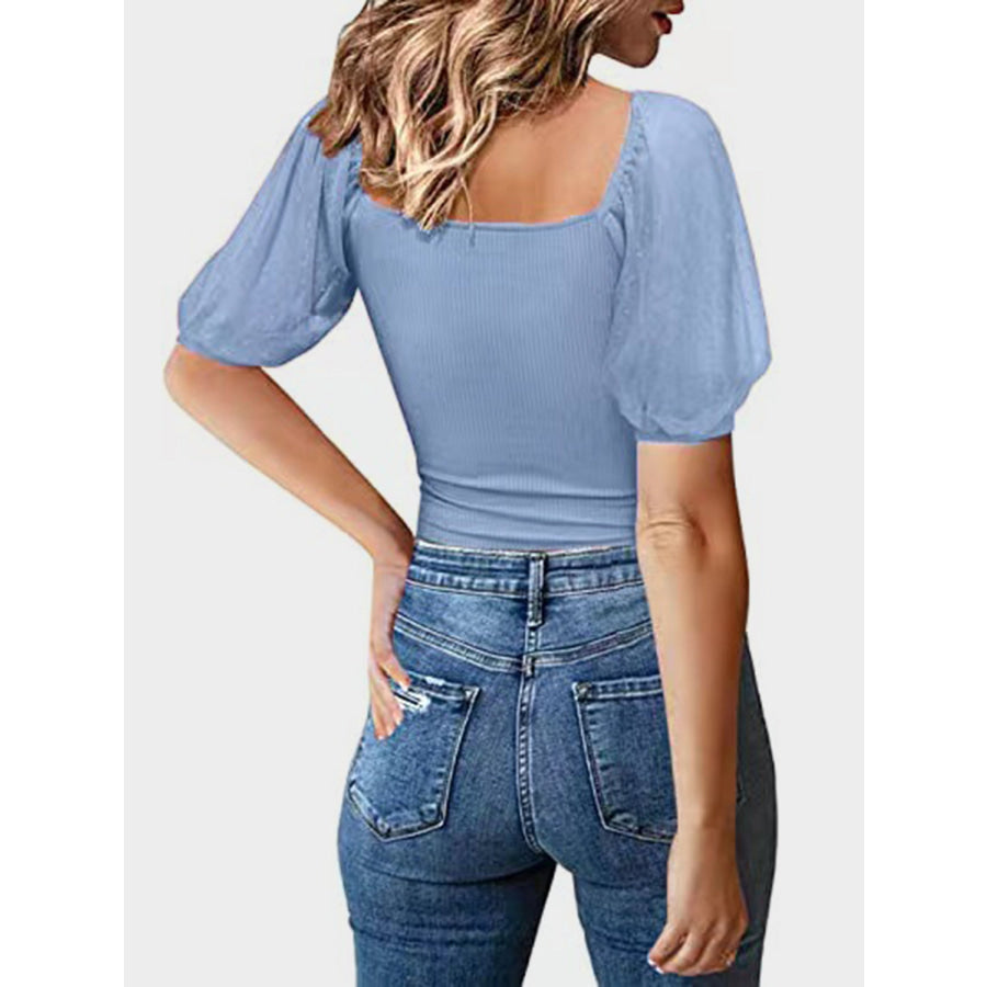 Square Neck Short Sleeve T-Shirt Apparel and Accessories