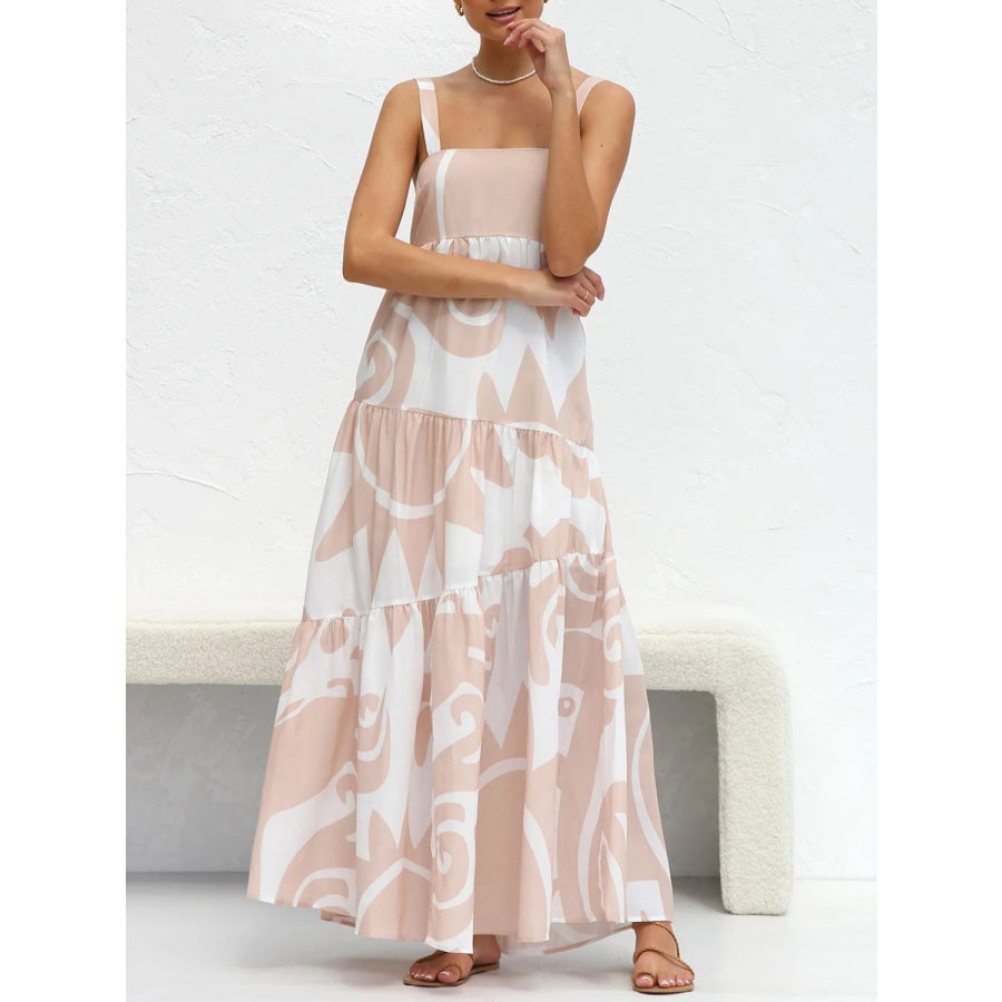 Square Neck Wide Strap Maxi Dress Apparel and Accessories