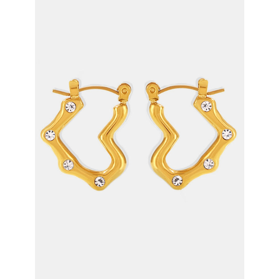 Stainless Steel Heart Earrings Gold/White / One Size Apparel and Accessories