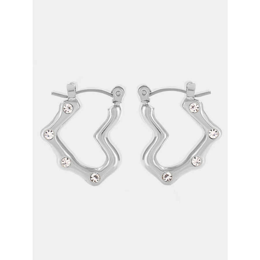 Stainless Steel Heart Earrings Silver/White / One Size Apparel and Accessories