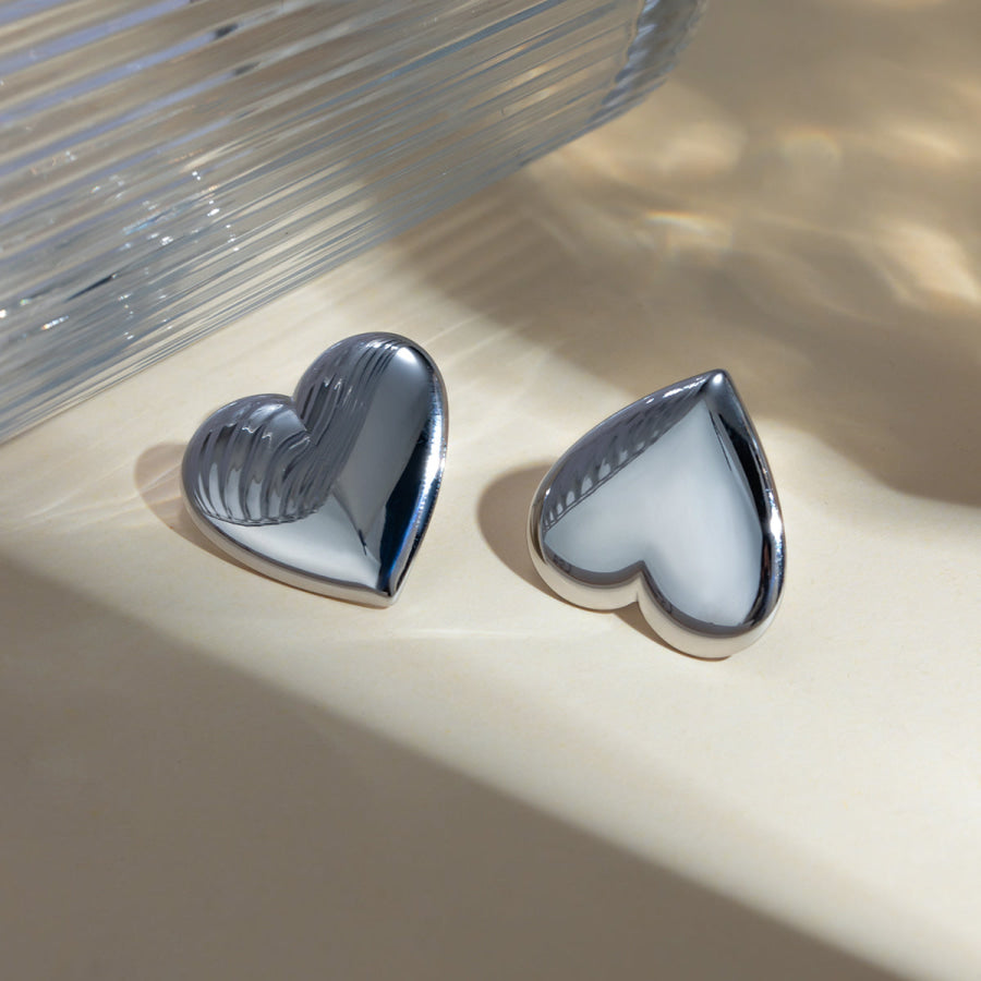 Stainless Steel Heart Stud Earrings Apparel and Accessories