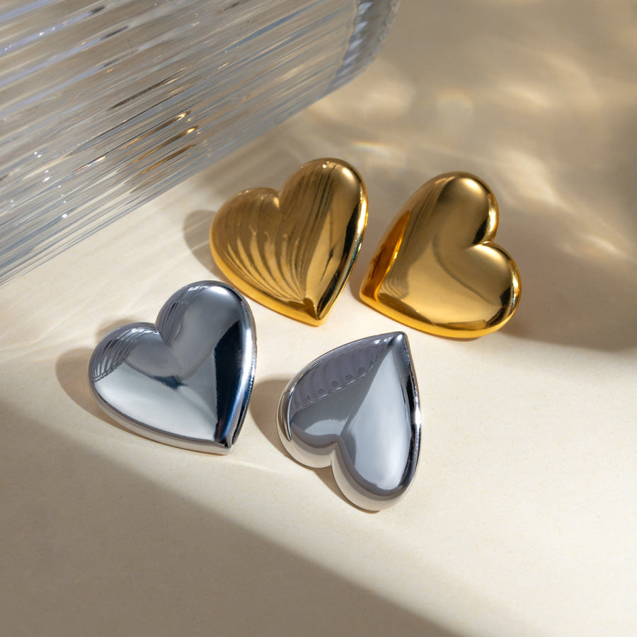 Stainless Steel Heart Stud Earrings Apparel and Accessories
