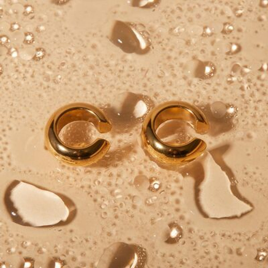 Stainless Steel Letter C Shape Clip On Earrings Gold / One Size Apparel and Accessories