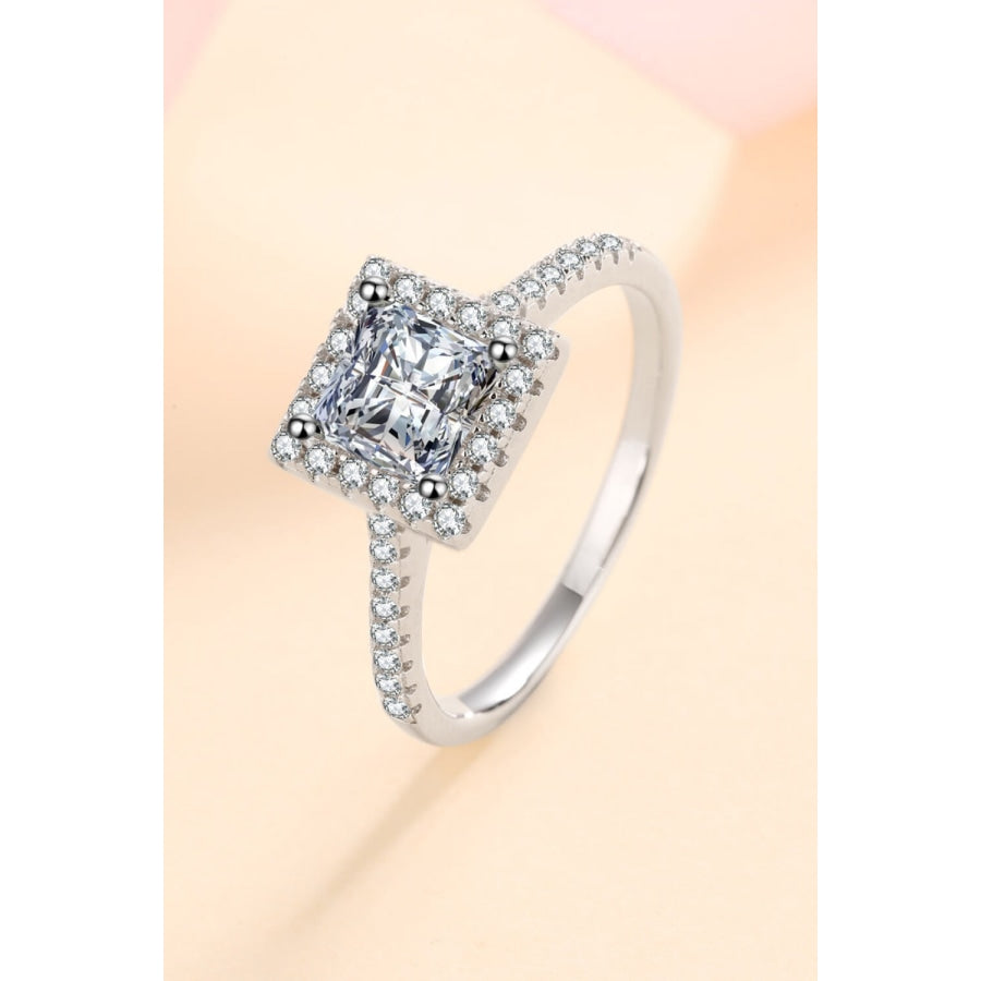 Sterling Silver Square Moissanite Ring Silver / 4