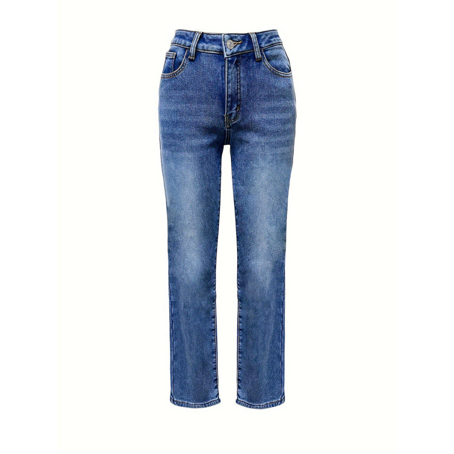 Straight Leg Jeans with Pockets Apparel and Accessories