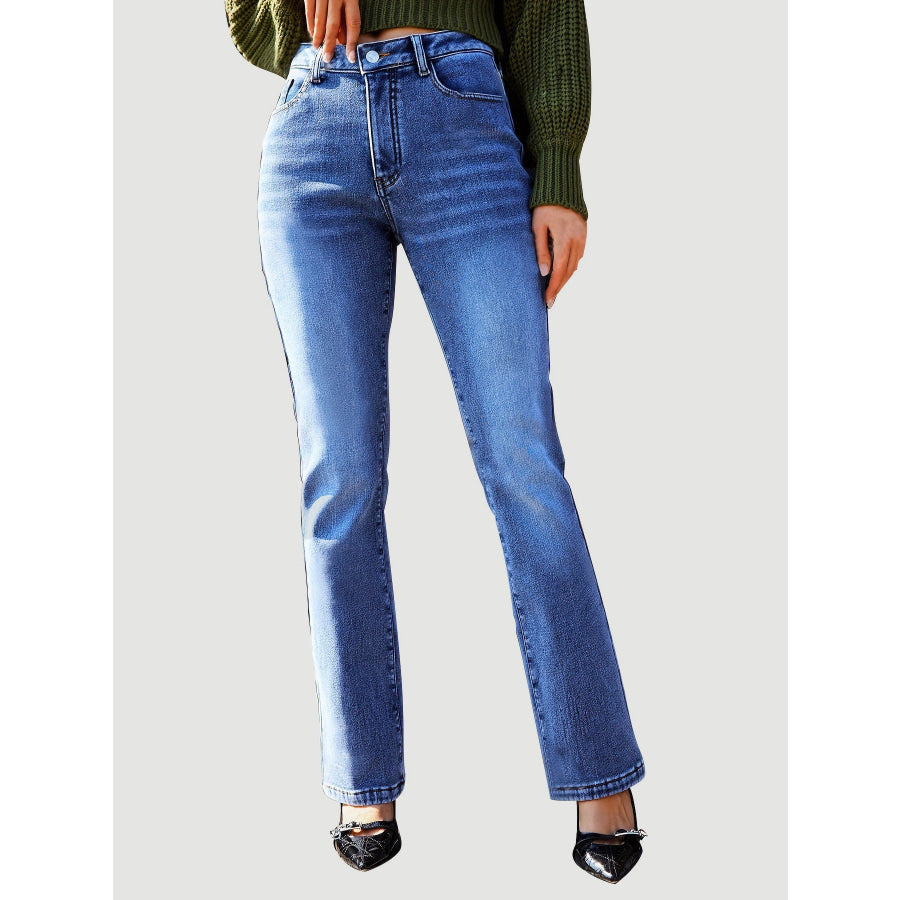 Straight Leg Jeans with Pockets Apparel and Accessories