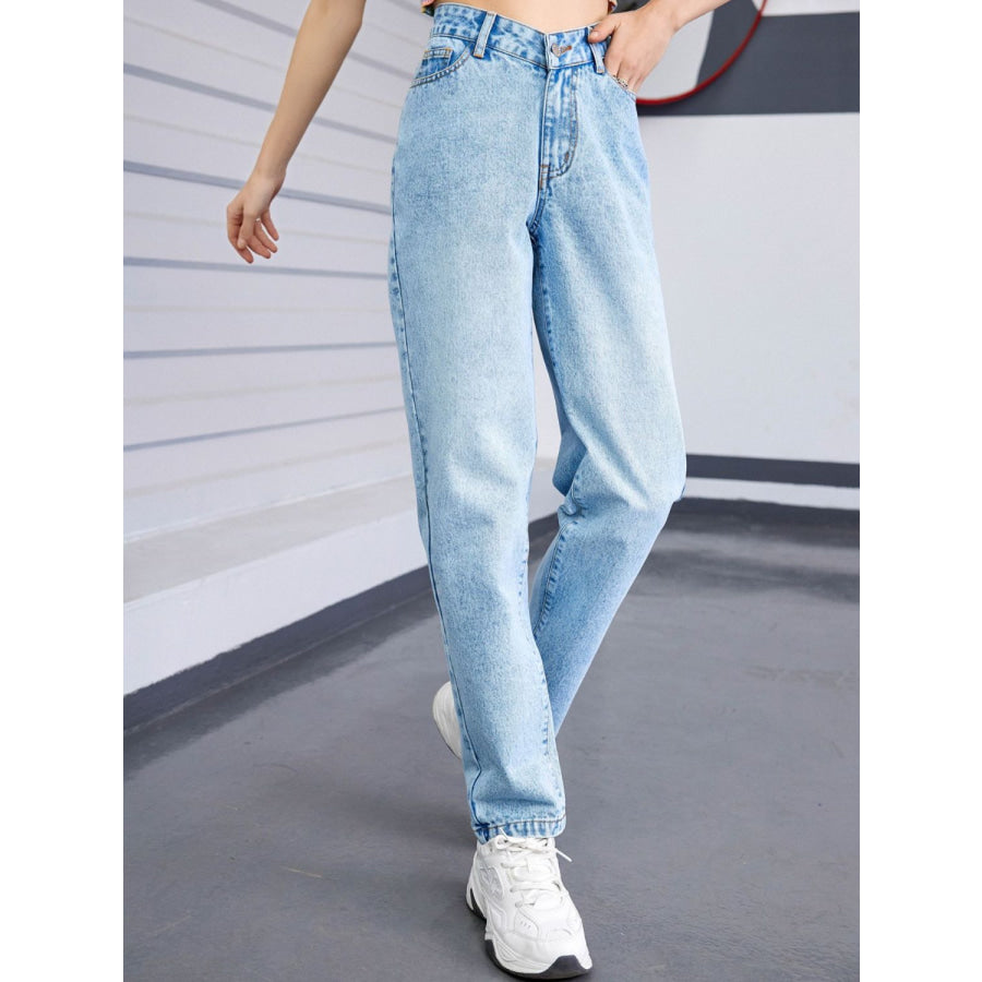Straight Leg Jeans with Pockets Light / XS Apparel and Accessories