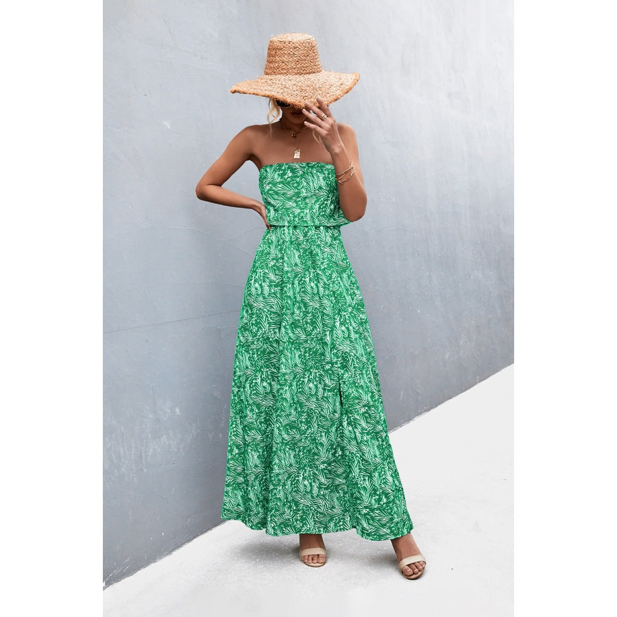 Strapless Split Maxi Dress Mid Green / S