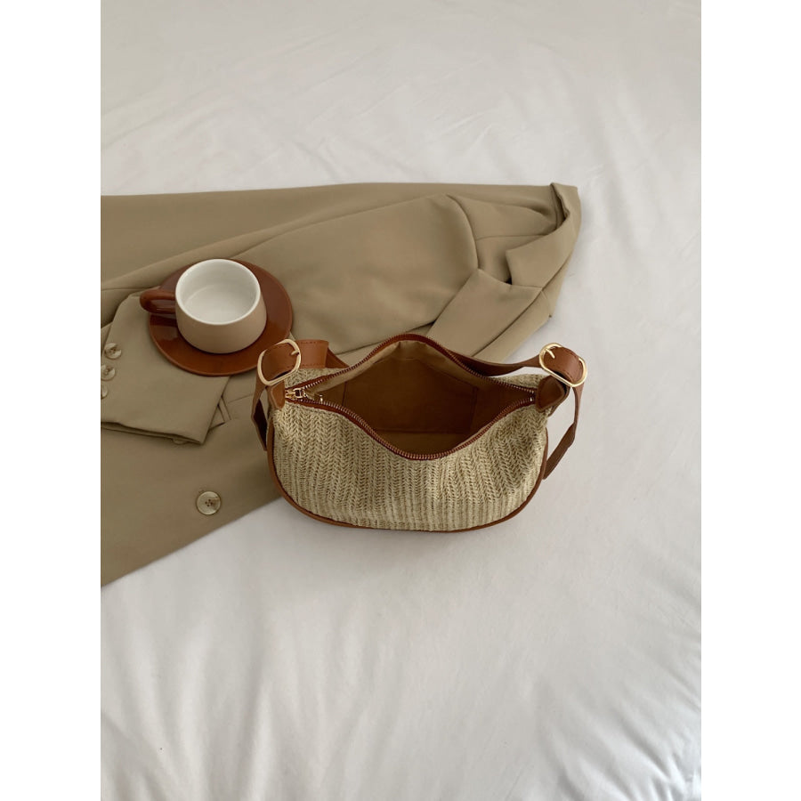 Straw Weave Adjustable Strap Shoulder Bag Apparel and Accessories