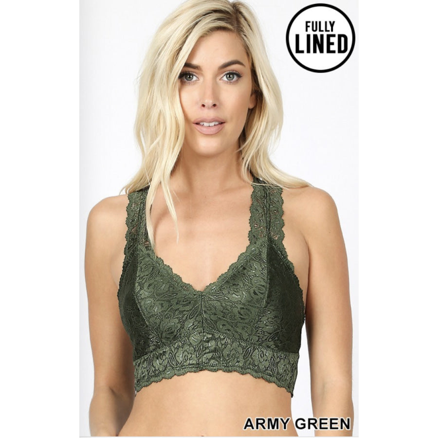 NEW COLOURS COMING SOON! Stretch Lace Hourglass Back Bralette With Full Mesh Lining Bra