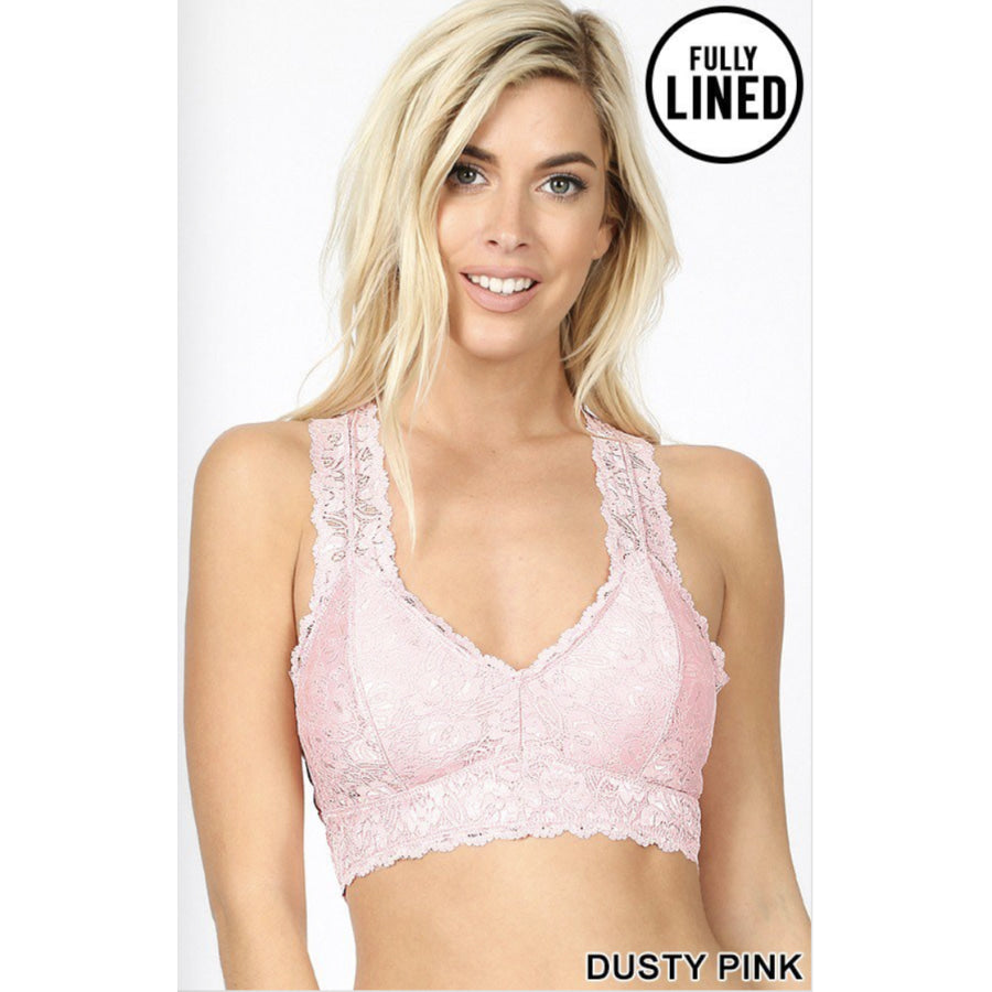 NEW COLOURS COMING SOON! Stretch Lace Hourglass Back Bralette With Full Mesh Lining Bra