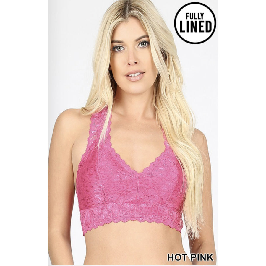 NEW COLOURS COMING SOON! Stretch Lace Hourglass Back Bralette With Full Mesh Lining Bra