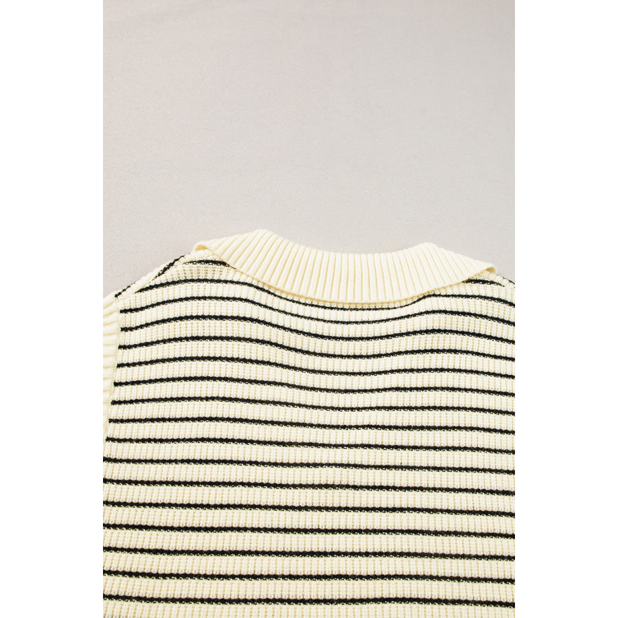 Striped Collared Neck Tank Apparel and Accessories