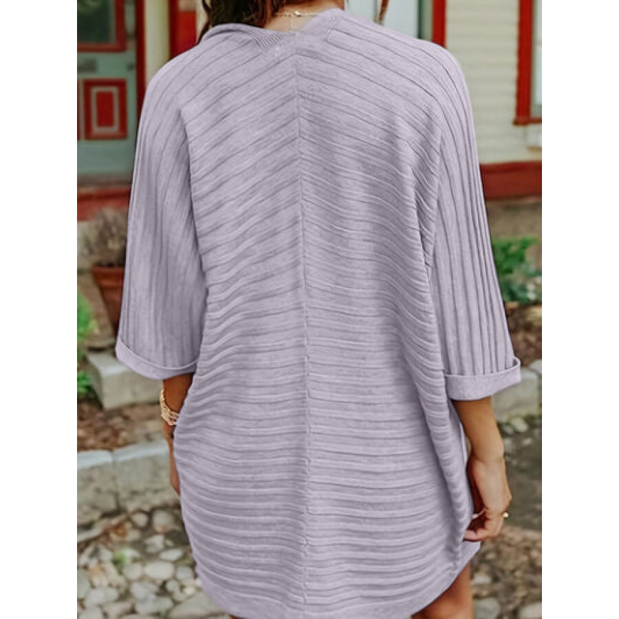 Striped Open Front Knit Cardigan Apparel and Accessories