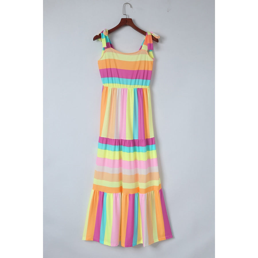 Striped Sleeveless Maxi Dress Banana Yellow / XL