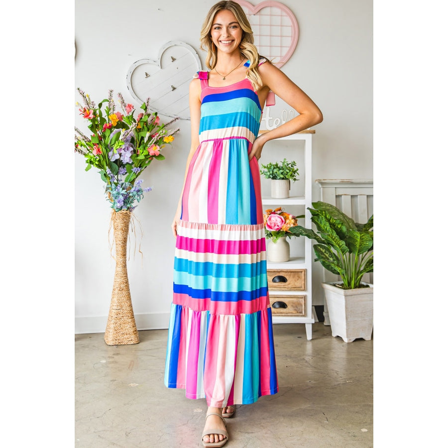 Striped Sleeveless Maxi Dress Multicolor / S