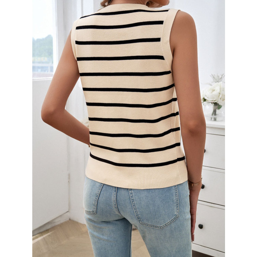 Striped V-Neck Knit Tank Apparel and Accessories