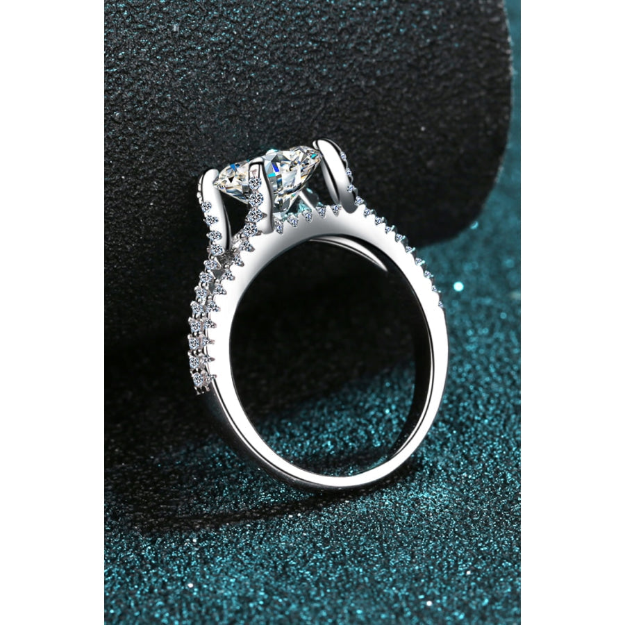 Stylish Moissanite Sterling Silver Ring