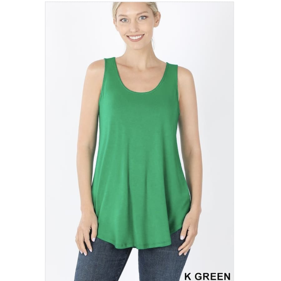 NEW COLOURS! Tank Top in Round Neck and Hem Kelly Green / XL Tops