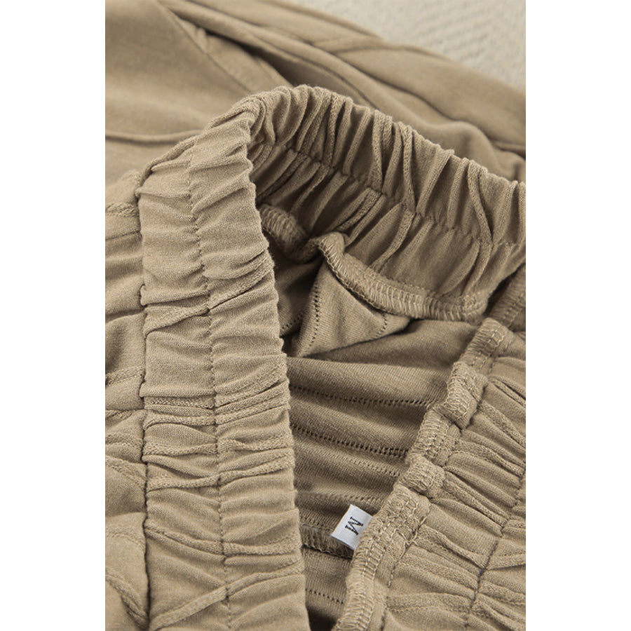 Texture Dropped Shoulder Long Sleeve Top and Pants Set Apparel and Accessories