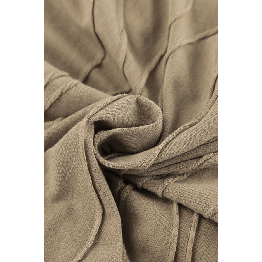 Texture Dropped Shoulder Long Sleeve Top and Pants Set Apparel and Accessories