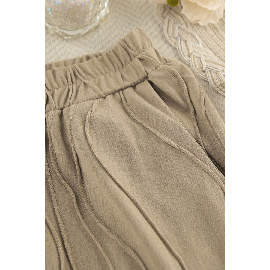 Texture Dropped Shoulder Long Sleeve Top and Pants Set Apparel and Accessories