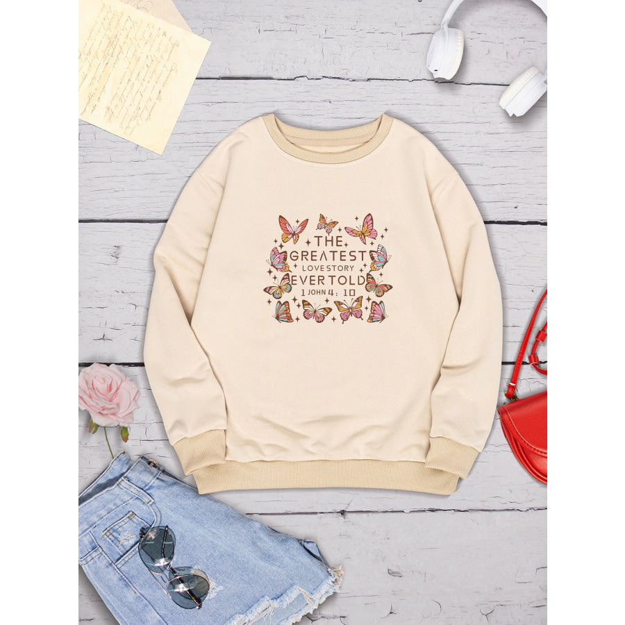 THE GREATEST LOVESTORY EVERTOLD Round Neck Sweatshirt Apparel and Accessories