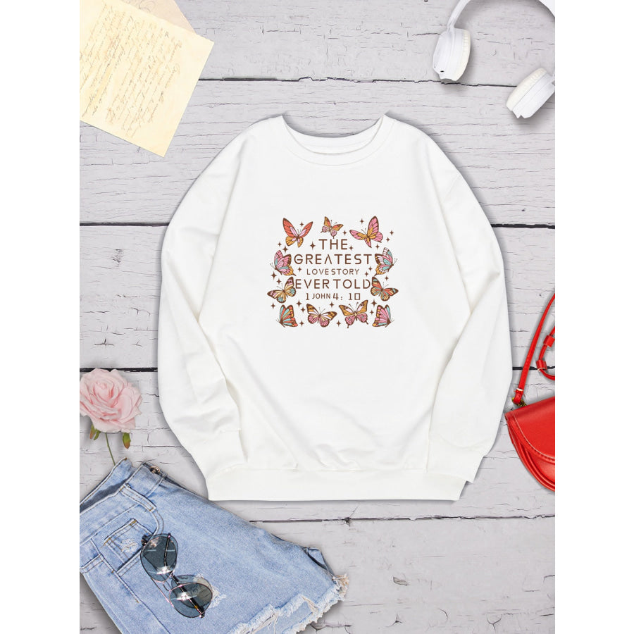 THE GREATEST LOVESTORY EVERTOLD Round Neck Sweatshirt Apparel and Accessories