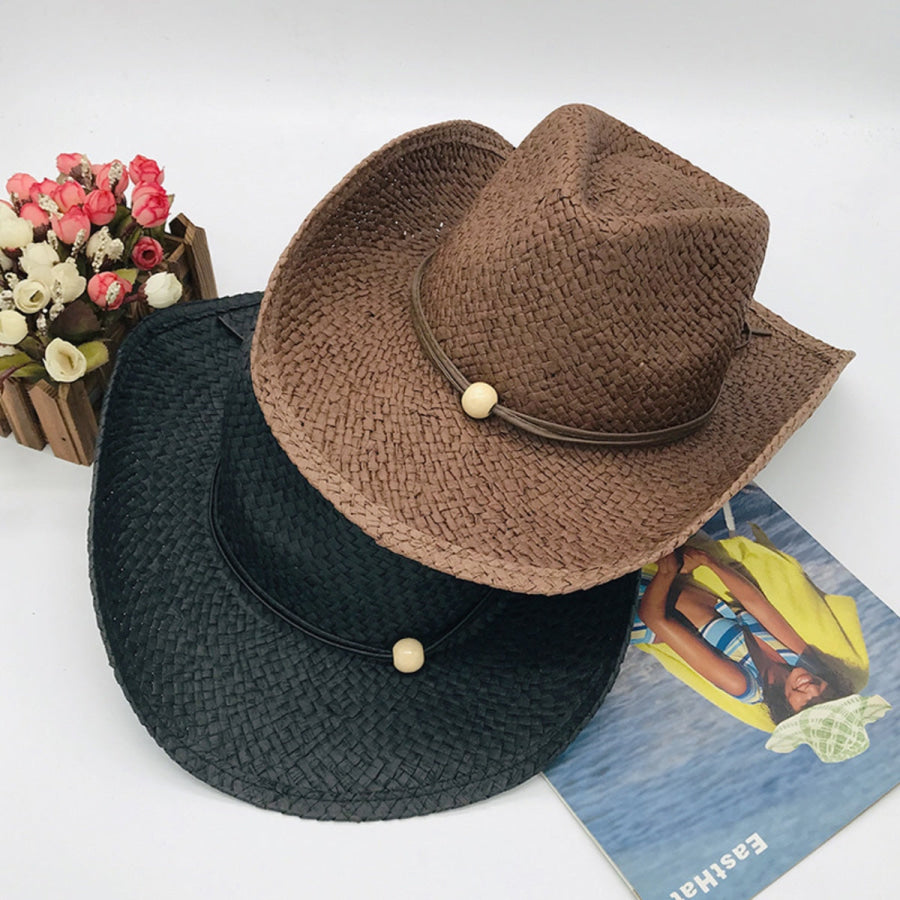 Tied Adjustable Lala Grass Woven Hat Apparel and Accessories