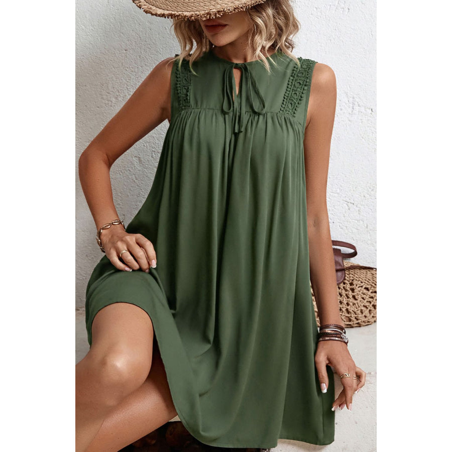 Tied Crochet Detail Cutout Dress