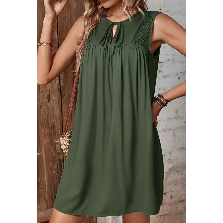 Tied Crochet Detail Cutout Dress