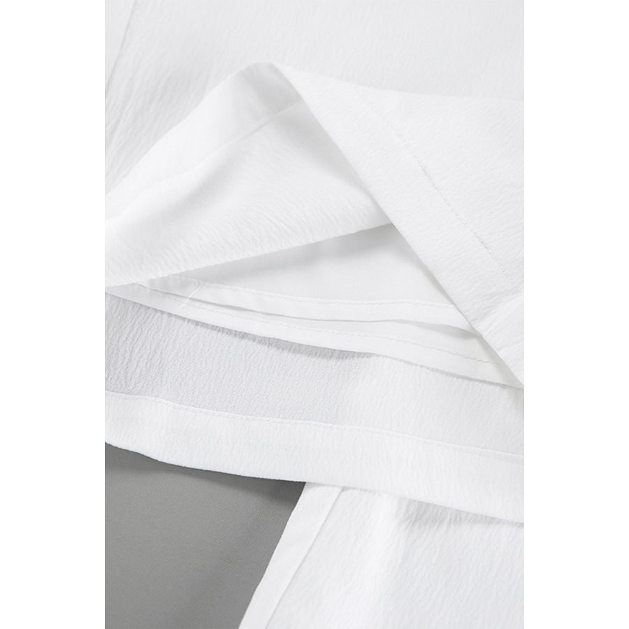 Tied Johnny Collar Long Sleeve Top and Pants Set Apparel and Accessories