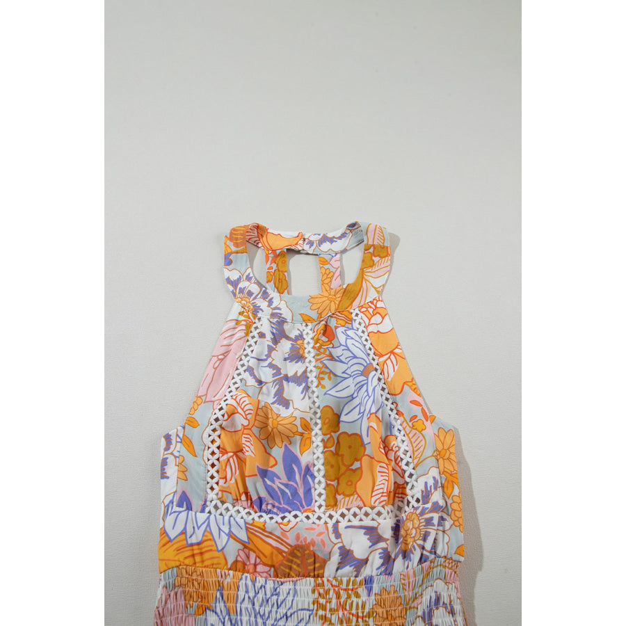 Tied Printed Grecian Sleeveless Maxi Dress Apparel and Accessories