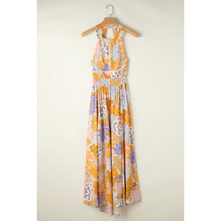 Tied Printed Grecian Sleeveless Maxi Dress Apparel and Accessories