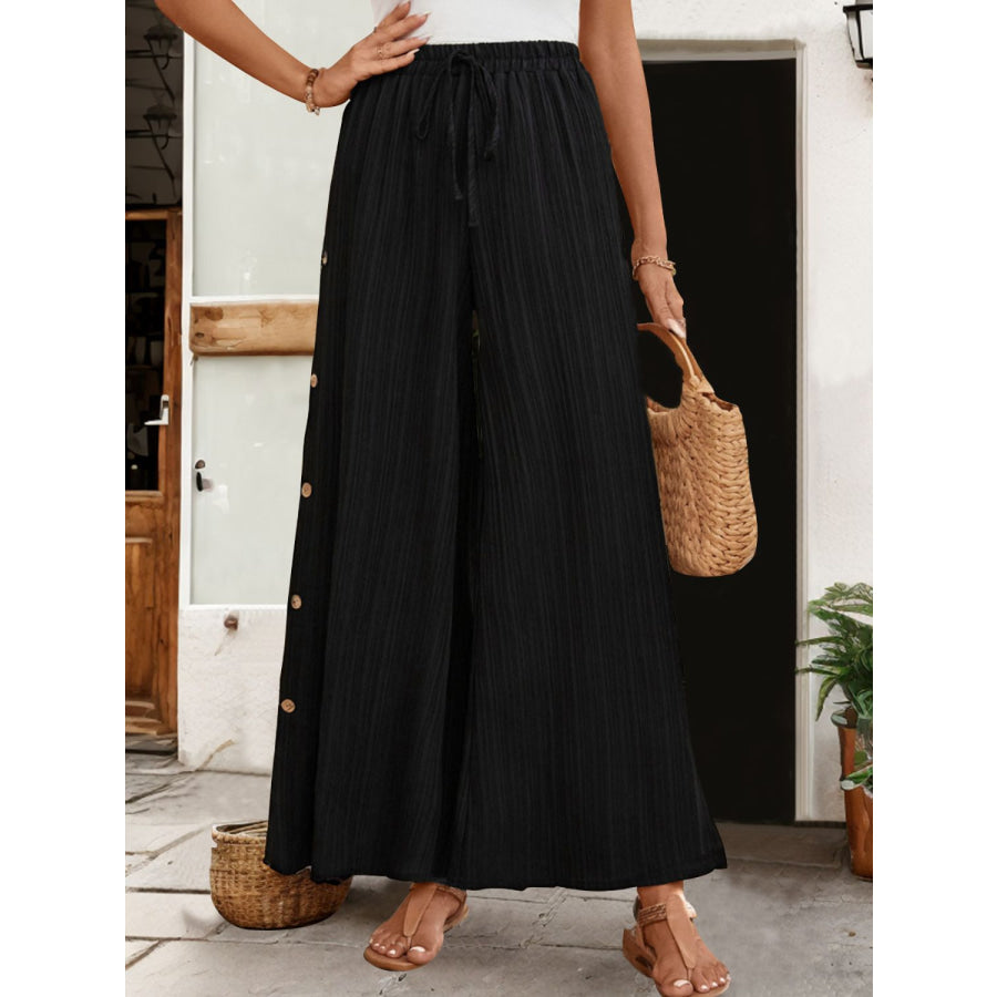 Tied Slit Wide Leg Pants Apparel and Accessories