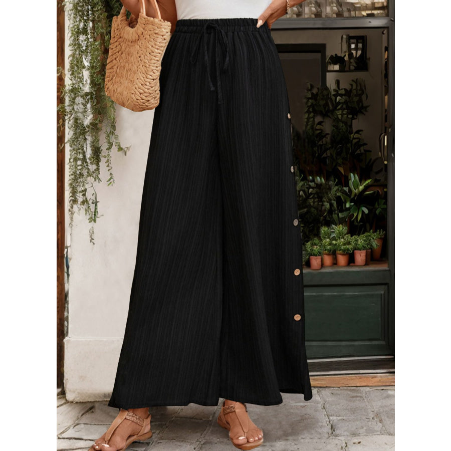 Tied Slit Wide Leg Pants Apparel and Accessories