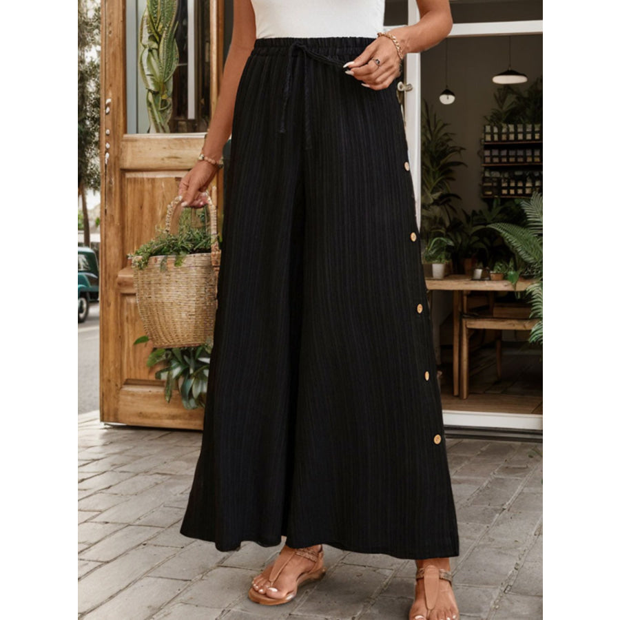 Tied Slit Wide Leg Pants Apparel and Accessories