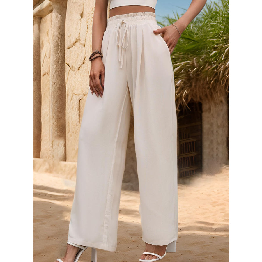 Tied Wide Leg Pants Apparel and Accessories
