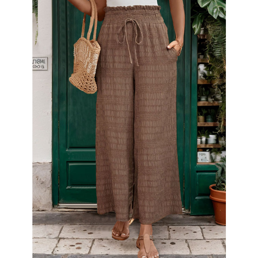 Tied Wide Leg Pants Apparel and Accessories