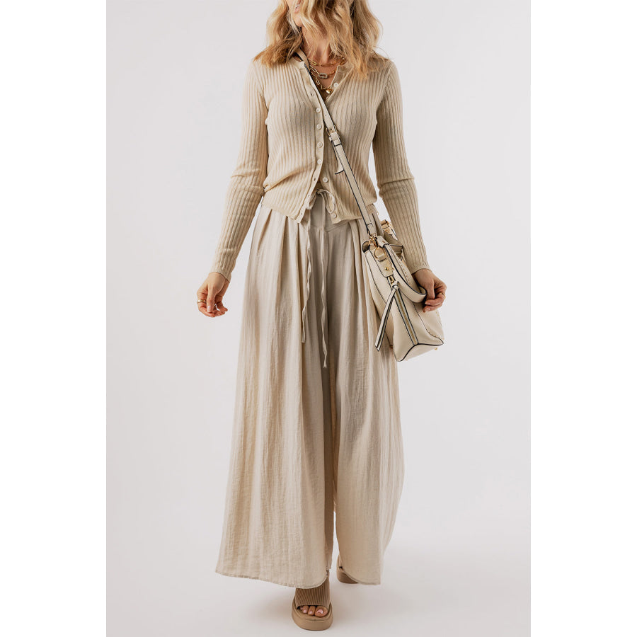 Tied Wide Leg Pants Apparel and Accessories