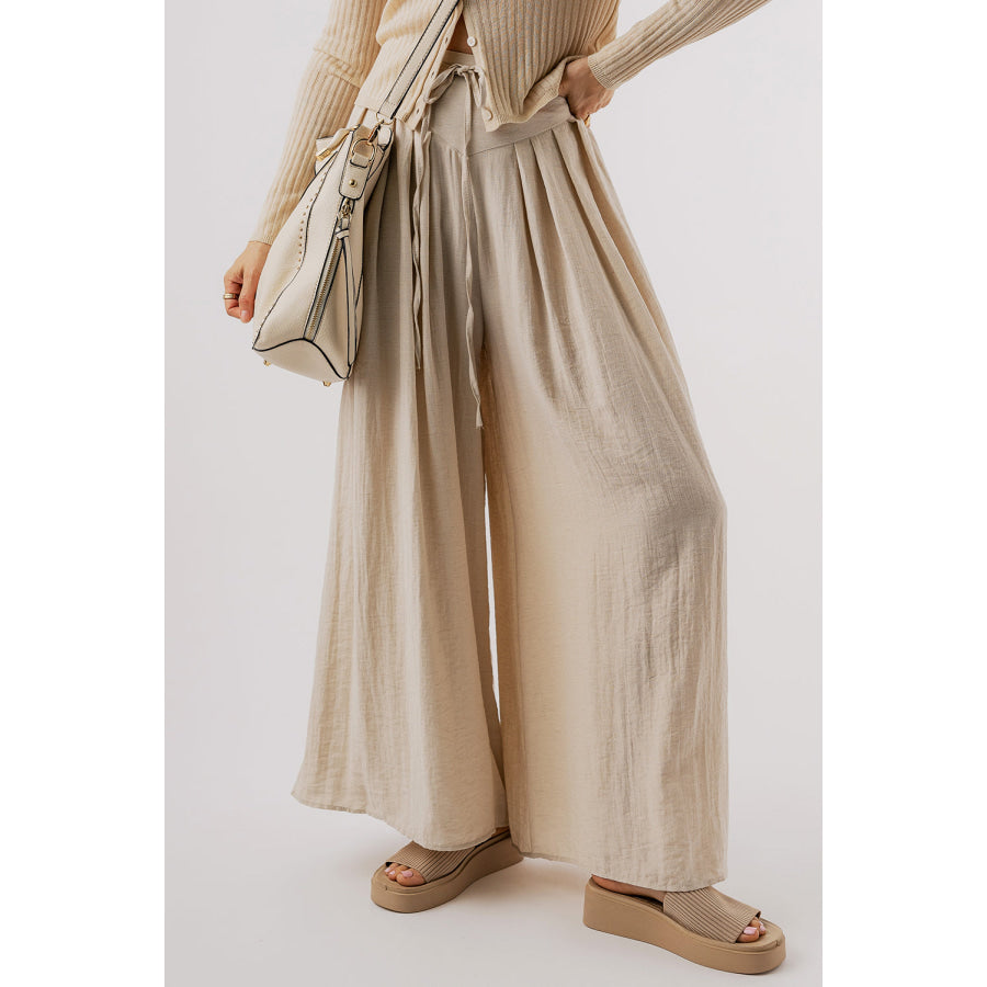 Tied Wide Leg Pants Apparel and Accessories
